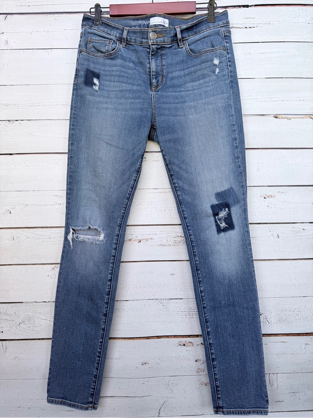 LOFT Modern Skinny Distressed Denim Jeans